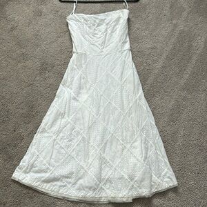 American Eagle Strapless White Eyelet Dress